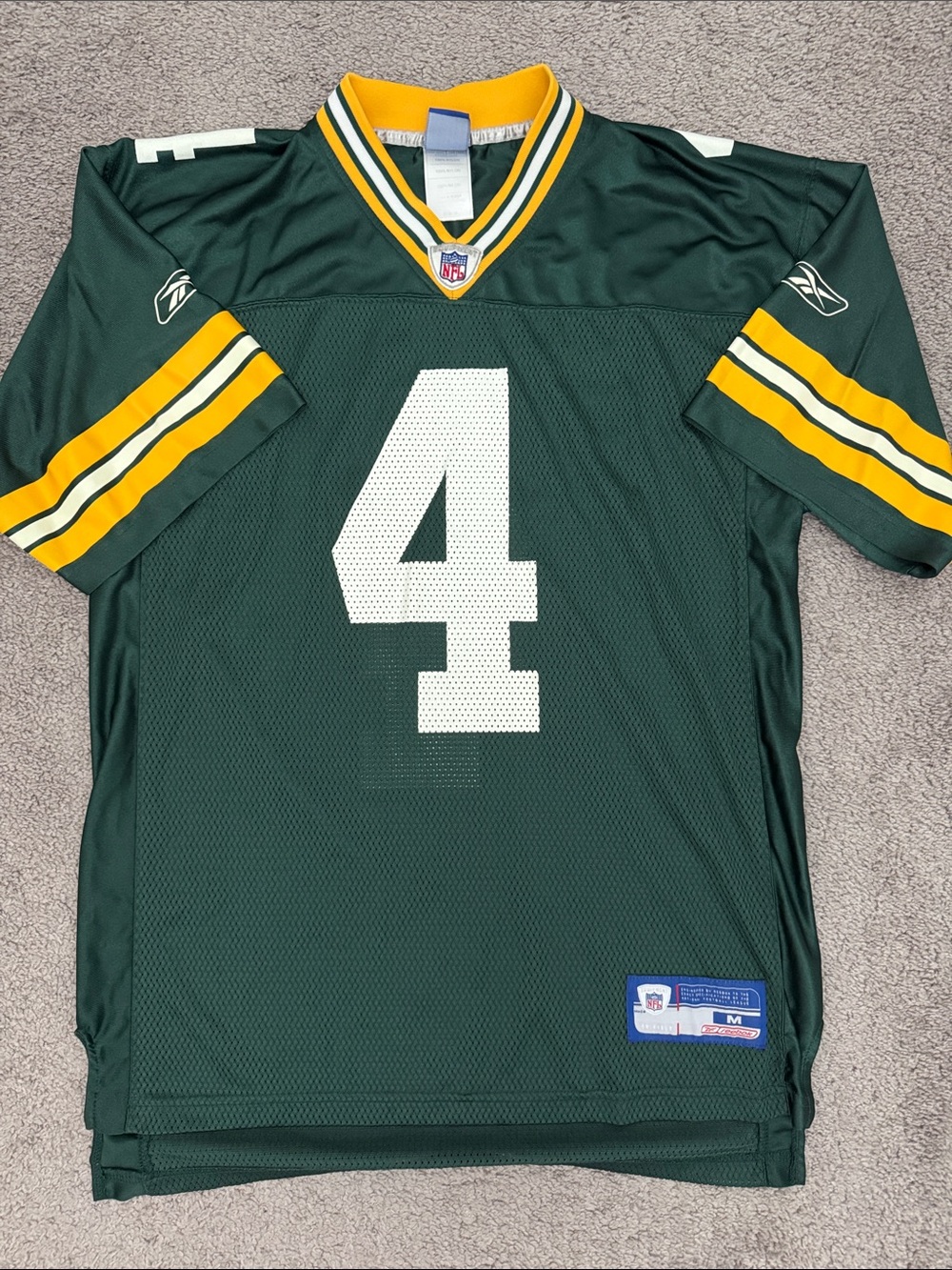 Vintage Reebok NFL Green Bay Packers #4 Brett Favre Football Jersey Green Yellow